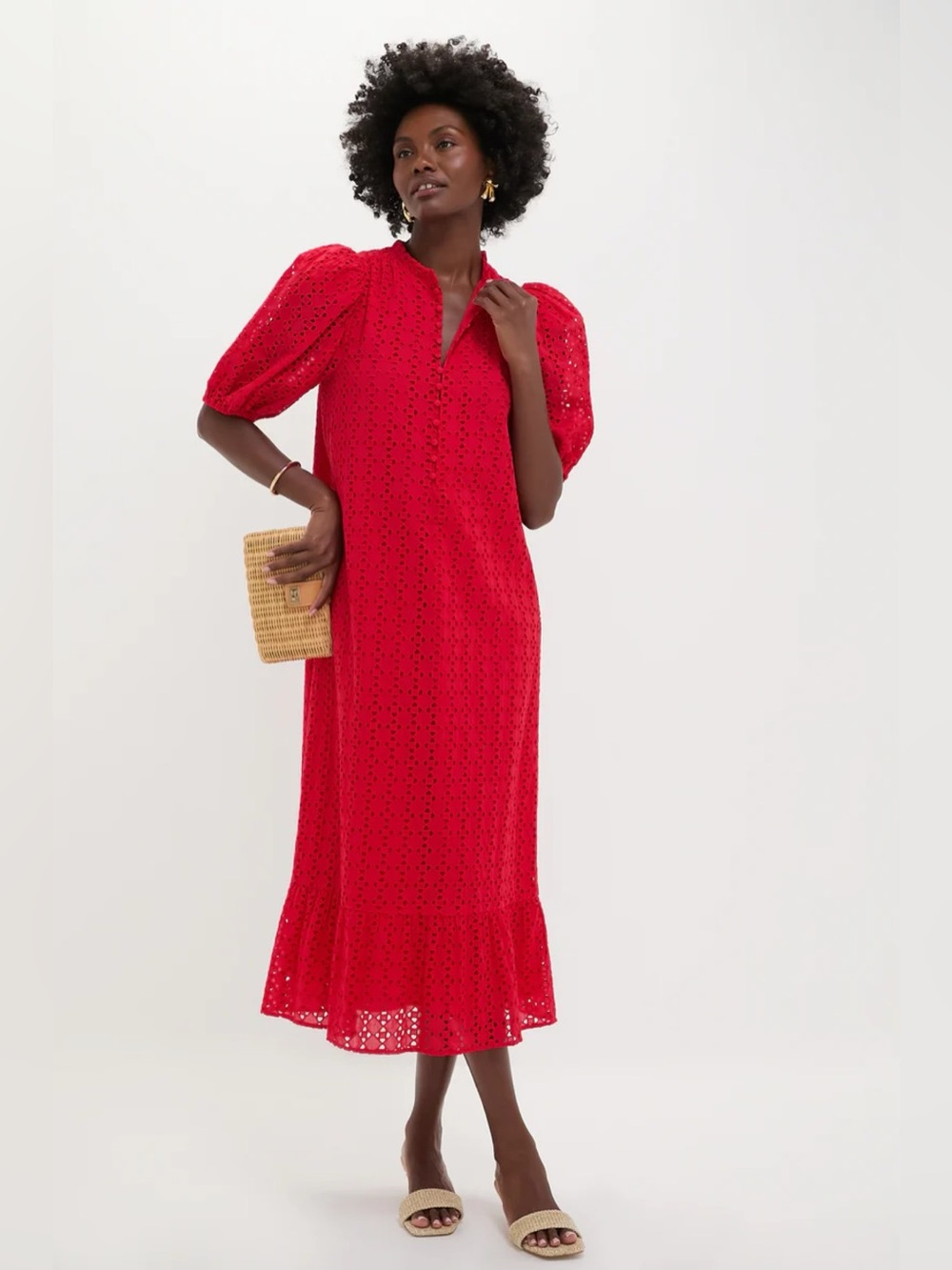 Hyacinth House Tryall Midi Dress | Red Eyelet